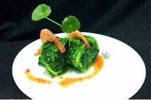 和風醬汁芥蘭苗配田蝦