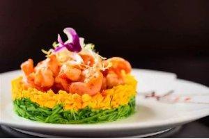 辣汁蝦腰滑蛋炒豆苗