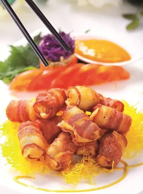 【酒樓菜】煙肉斑魚卷