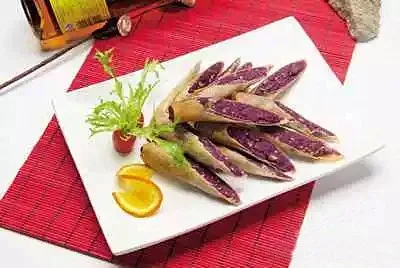 【酒樓菜】脆皮瓜仁紫薯卷