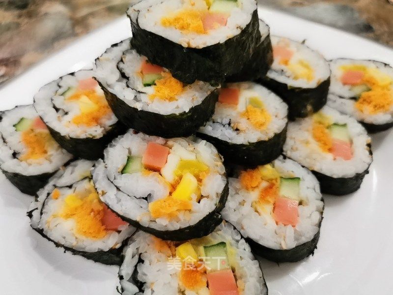咸蛋黃肉松壽司的做法