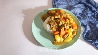 咖喱牛肉燉土豆蓋燒飯的做法步驟：9