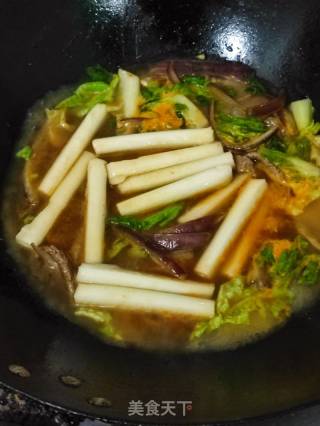 辣白菜肉絲年糕湯的做法步驟：8