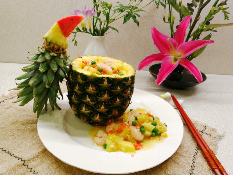 鳥語花香鳳梨炒蝦仁，酸甜可口顏值高的做法