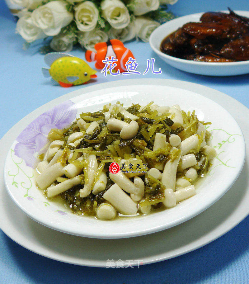 雪菜炒海鮮菇的做法