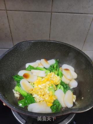 雞蛋青菜炒年糕的做法步驟：9