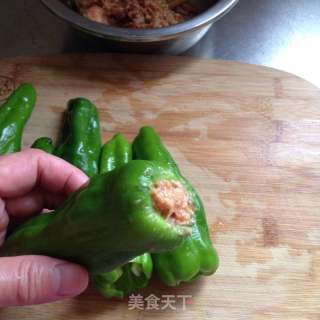 青椒釀肉的做法步驟：4