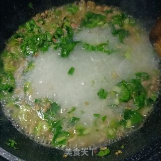 肉沫海米青菜粥的做法步驟：15