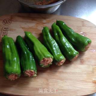 青椒釀肉的做法步驟：5
