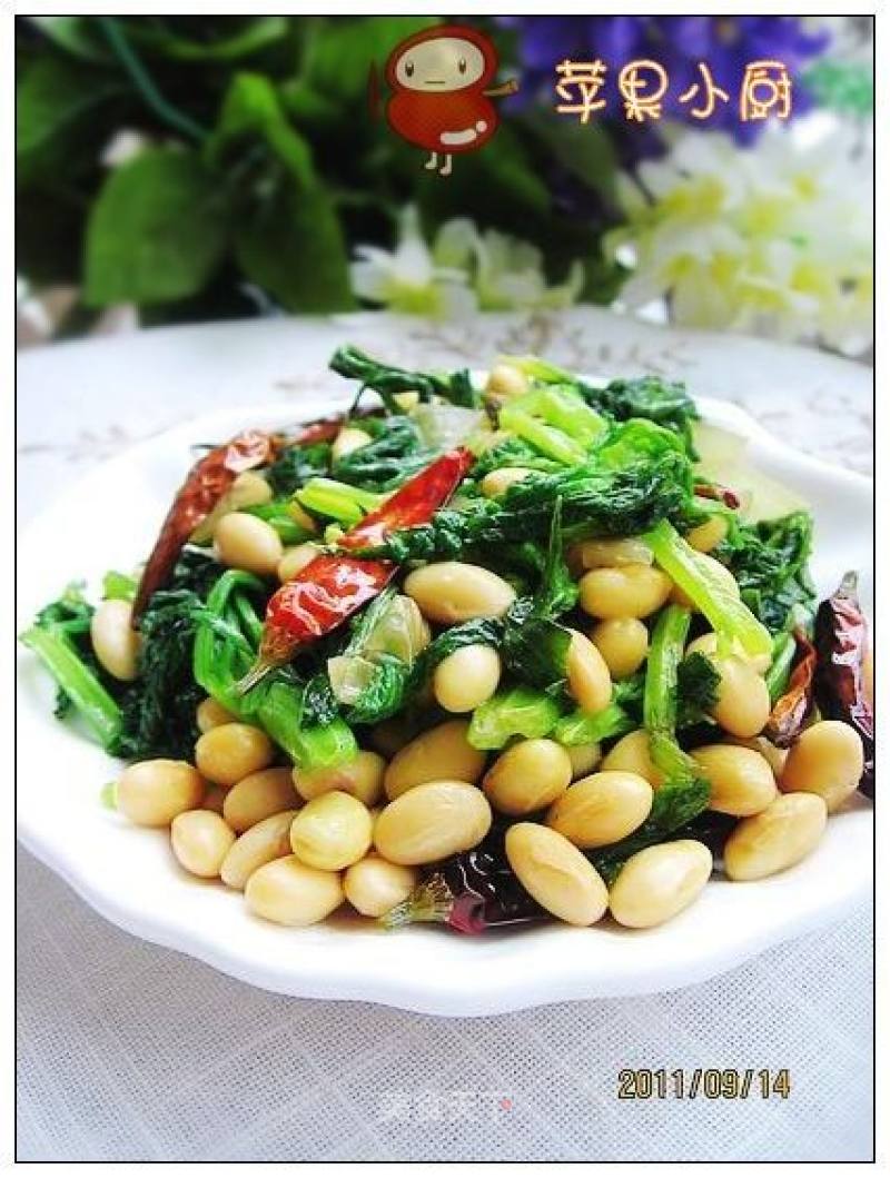 芹葉炒黃豆的做法