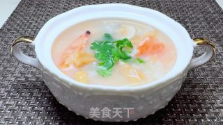 鮮蝦白貝粥的做法步驟：17