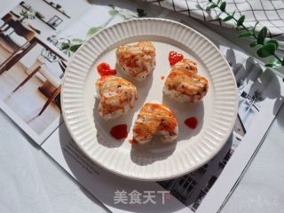 海苔火腿飯團(tuán)（剩米飯花樣吃法）的做法步驟：8