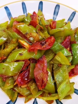豉香青椒炒臘腸的做法步驟：7