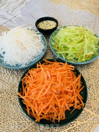 火麻仁素炒三絲的做法步驟：1