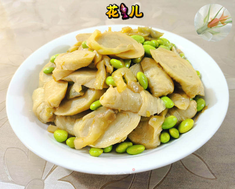 榨菜絲毛豆炒面筋的做法