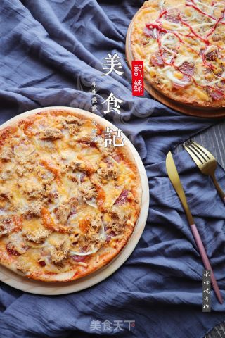 金槍魚臘腸粗糧披薩的做法步驟：24