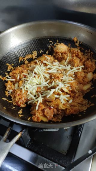 泡菜培根芝士炒飯的做法步驟：10