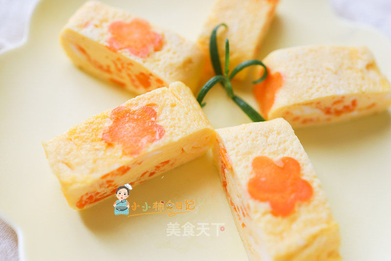 9個月以上輔食胡蘿卜花朵厚蛋燒的做法