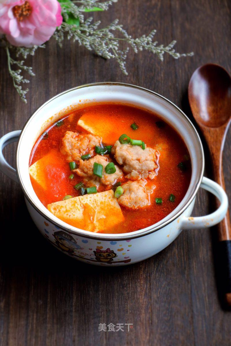 西紅柿肉丸豆腐湯的做法
