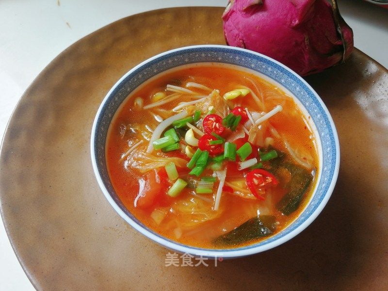 海帶芽泡菜粉絲湯的做法