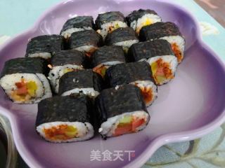 咸鵝蛋黃紫菜卷飯的做法步驟：7