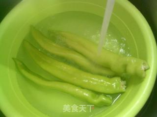 油三角燒虎皮青椒的做法步驟：2