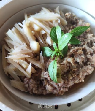 倒篤菜蒸肉餅的做法步驟：9