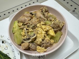 蘑菇滑雞黃瓜蛋料理的做法步驟：9