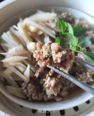 倒篤菜蒸肉餅的做法步驟：10